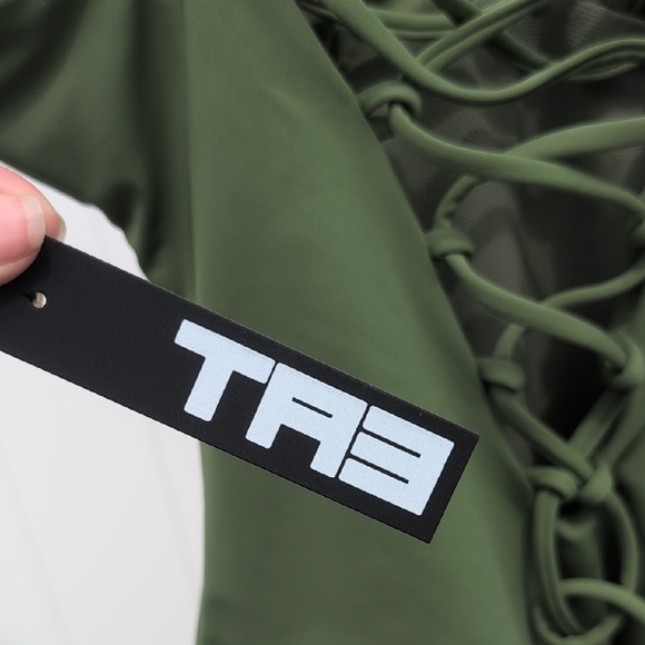 Army Green One-Piece Swimsuit Viral Plungey Snatched TA3 - Picture 3 of 9